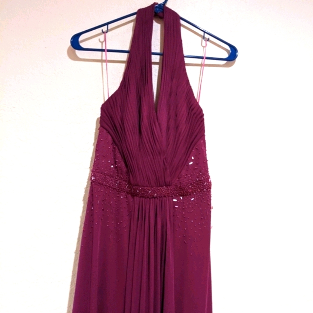 js boutique purple dress $189 JS Boutique Purple Chiffon Sleeveless Fulll Length Evening Dress Gown  Sz 8